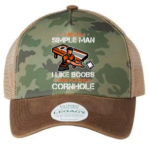 I Am A Simple Man I Like Boobs And Playing Cornhole Legacy Tie Dye Trucker Hat