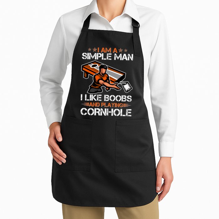 I Am A Simple Man I Like Boobs And Playing Cornhole Apron