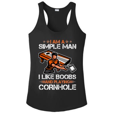 I Am A Simple Man I Like Boobs And Playing Cornhole Ladies PosiCharge Competitor Racerback Tank