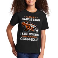 I Am A Simple Man I Like Boobs And Playing Cornhole Kids T-Shirt