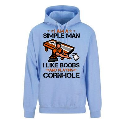 I Am A Simple Man I Like Boobs And Playing Cornhole Unisex Surf Hoodie