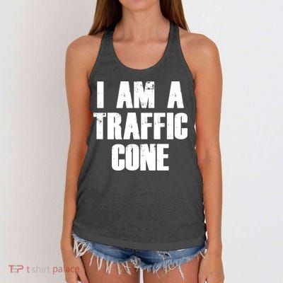 I Am a Traffic Cone Lazy costume Women's Knotted Racerback Tank