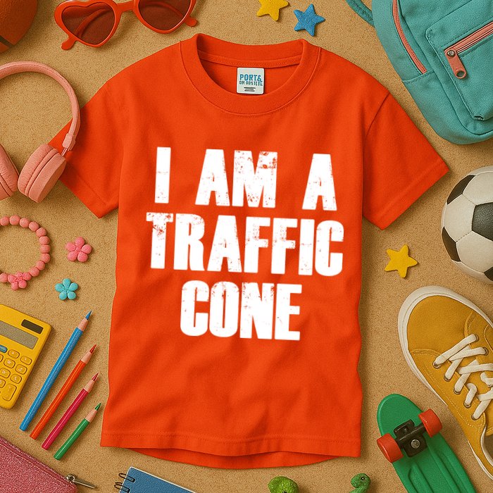 I Am a Traffic Cone Lazy costume Kids T-Shirt