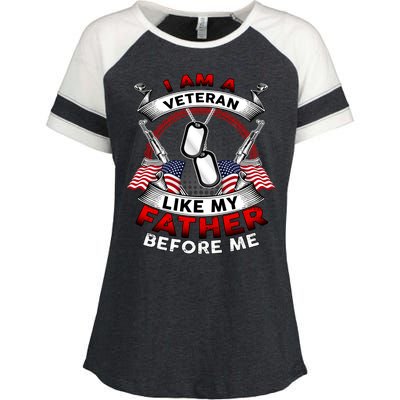 I Am A Veteran Like My Father Before Me Enza Ladies Jersey Colorblock Tee