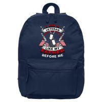 I Am A Veteran Like My Father Before Me 16 in Basic Backpack