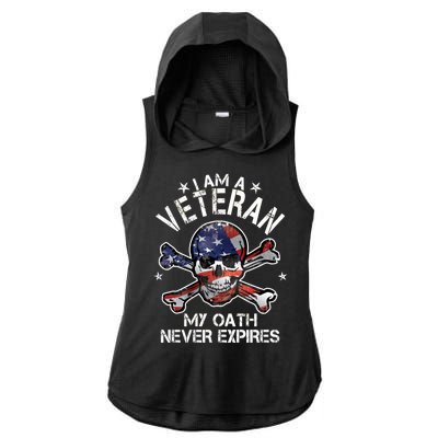 I Am A Veteran My Oath Never Expires Ladies PosiCharge Tri-Blend Wicking Draft Hoodie Tank