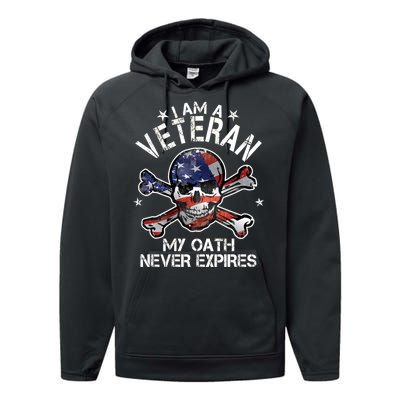 I Am A Veteran My Oath Never Expires Performance Fleece Hoodie