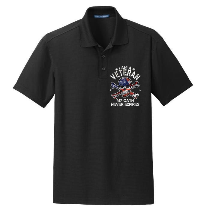 I Am A Veteran My Oath Never Expires Dry Zone Grid Polo