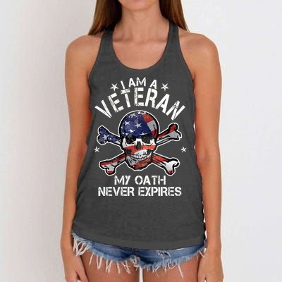 I Am A Veteran My Oath Never Expires Women's Knotted Racerback Tank