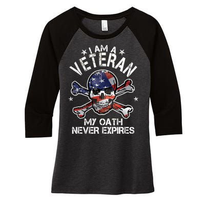 I Am A Veteran My Oath Never Expires Women's Tri-Blend 3/4-Sleeve Raglan Shirt