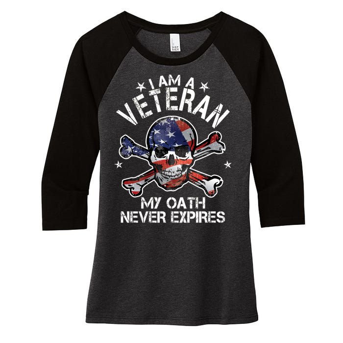 I Am A Veteran My Oath Never Expires Women's Tri-Blend 3/4-Sleeve Raglan Shirt