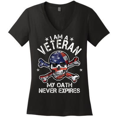 I Am A Veteran My Oath Never Expires Women's V-Neck T-Shirt