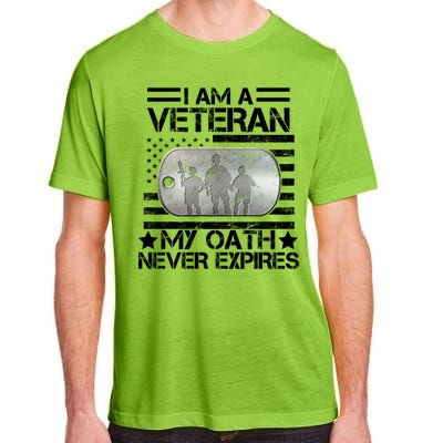 I Am A Veteran My Oath Never Expires Dog Tag Adult ChromaSoft Performance T-Shirt