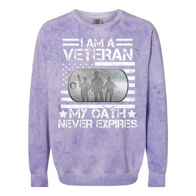 I Am A Veteran My Oath Never Expires Dog Tag Colorblast Crewneck Sweatshirt