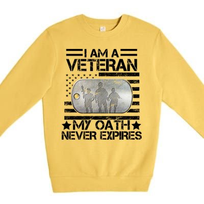 I Am A Veteran My Oath Never Expires Dog Tag Premium Crewneck Sweatshirt