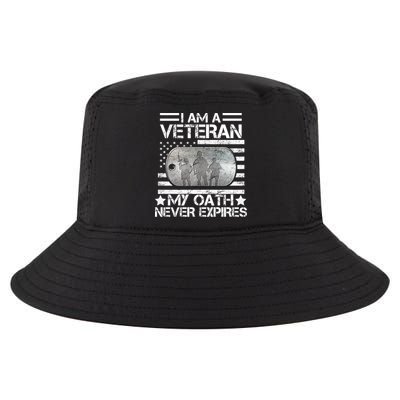 I Am A Veteran My Oath Never Expires Dog Tag Cool Comfort Performance Bucket Hat