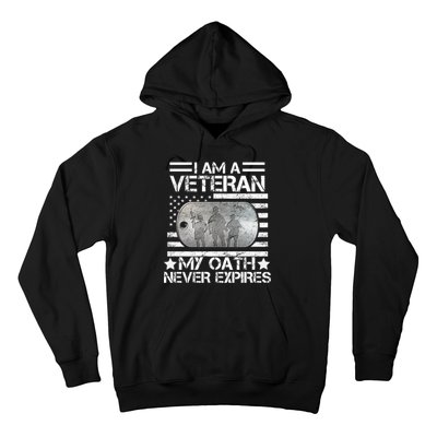 I Am A Veteran My Oath Never Expires Dog Tag Hoodie