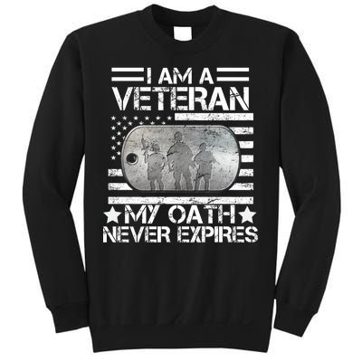 I Am A Veteran My Oath Never Expires Dog Tag Sweatshirt