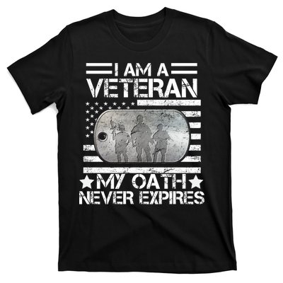 I Am A Veteran My Oath Never Expires Dog Tag T-Shirt