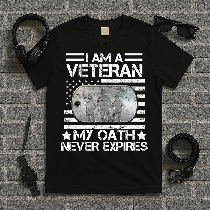 I Am A Veteran My Oath Never Expires Dog Tag T-Shirt