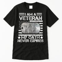 I Am A Veteran My Oath Never Expires Dog Tag Tall T-Shirt