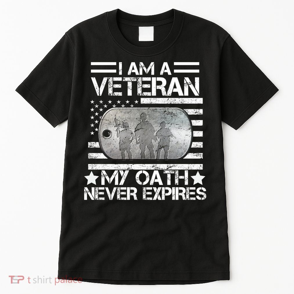 I Am A Veteran My Oath Never Expires Dog Tag Tall T-Shirt