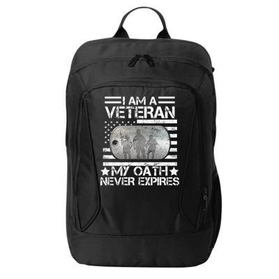 I Am A Veteran My Oath Never Expires Dog Tag City Backpack