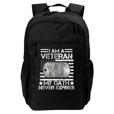 I Am A Veteran My Oath Never Expires Dog Tag Daily Commute Backpack