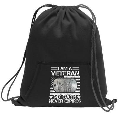 I Am A Veteran My Oath Never Expires Dog Tag Sweatshirt Cinch Pack Bag