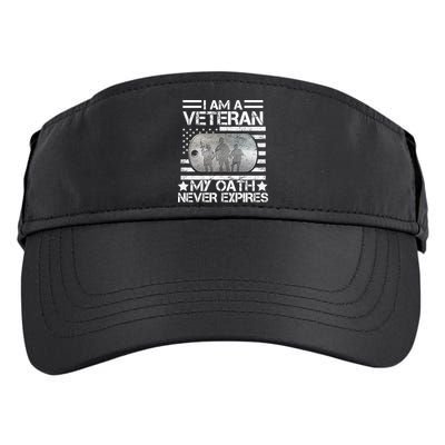 I Am A Veteran My Oath Never Expires Dog Tag Adult Drive Performance Visor