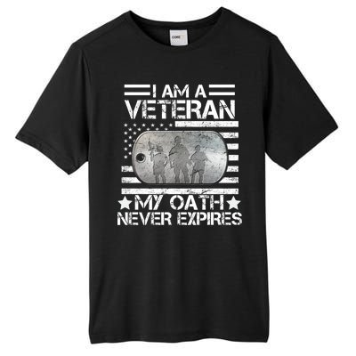 I Am A Veteran My Oath Never Expires Dog Tag Tall Fusion ChromaSoft Performance T-Shirt