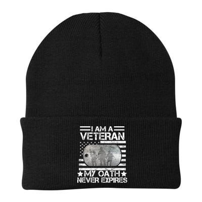 I Am A Veteran My Oath Never Expires Dog Tag Beanie