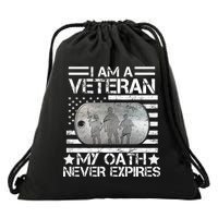 I Am A Veteran My Oath Never Expires Dog Tag Drawstring Bag