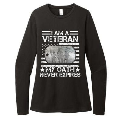 I Am A Veteran My Oath Never Expires Dog Tag Womens CVC Long Sleeve Shirt