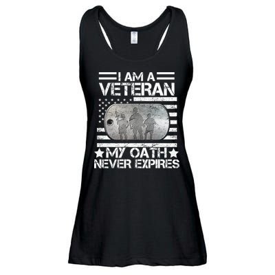 I Am A Veteran My Oath Never Expires Dog Tag Ladies Essential Flowy Tank