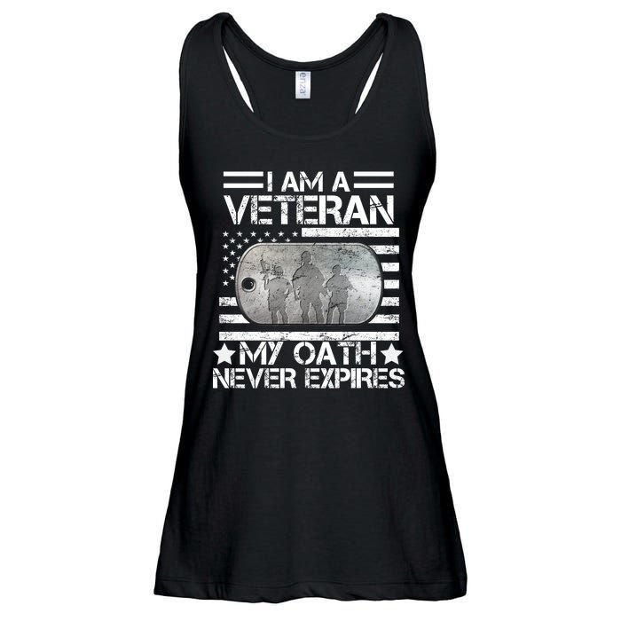 I Am A Veteran My Oath Never Expires Dog Tag Ladies Essential Flowy Tank