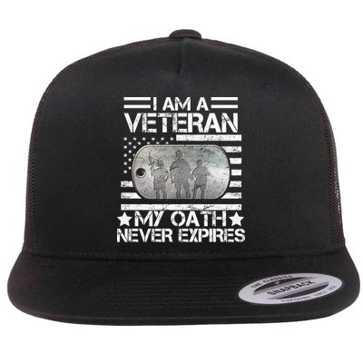 I Am A Veteran My Oath Never Expires Dog Tag Flatbill Hat