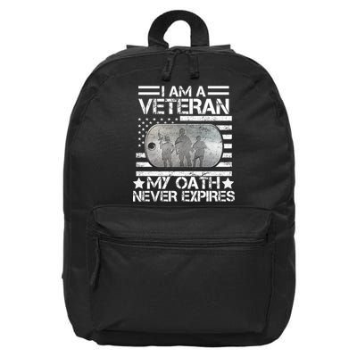 I Am A Veteran My Oath Never Expires Dog Tag 16 in Basic Backpack