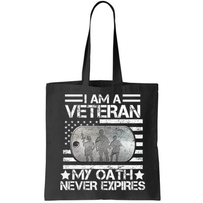 I Am A Veteran My Oath Never Expires Dog Tag Bag