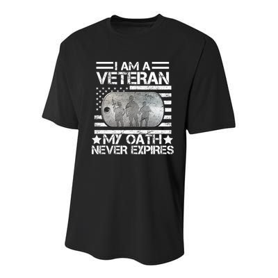 I Am A Veteran My Oath Never Expires Dog Tag Youth Performance Sprint T-Shirt