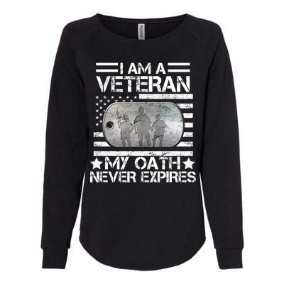 I Am A Veteran My Oath Never Expires Dog Tag Womens California Wash Sweatshirt