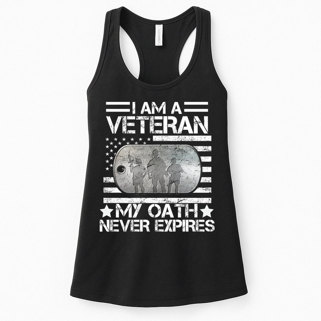 I Am A Veteran My Oath Never Expires Dog Tag Womens Tank Top