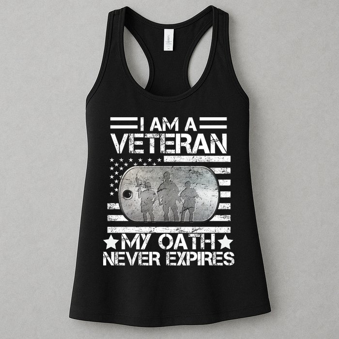 I Am A Veteran My Oath Never Expires Dog Tag Womens Tank Top