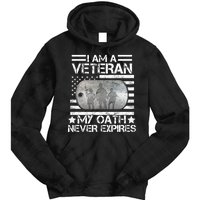 I Am A Veteran My Oath Never Expires Dog Tag Tie Dye Hoodie