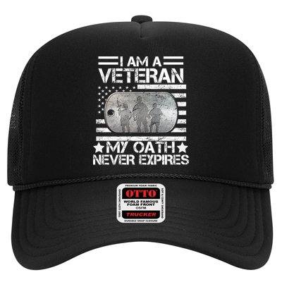 I Am A Veteran My Oath Never Expires Dog Tag Trucker Hat
