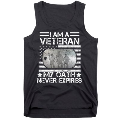 I Am A Veteran My Oath Never Expires Dog Tag Tank Top