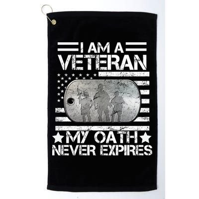 I Am A Veteran My Oath Never Expires Dog Tag Golf Towel