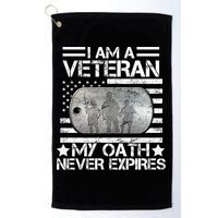 I Am A Veteran My Oath Never Expires Dog Tag Golf Towel