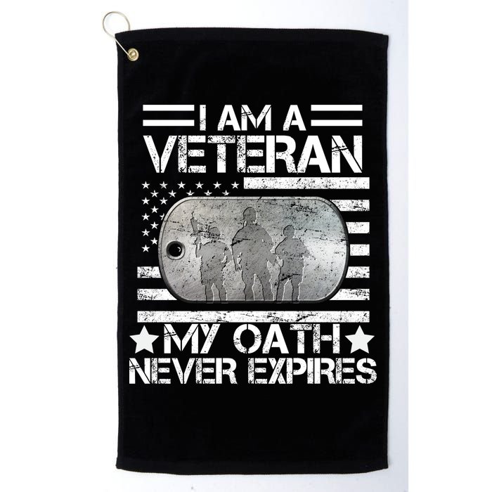 I Am A Veteran My Oath Never Expires Dog Tag Golf Towel