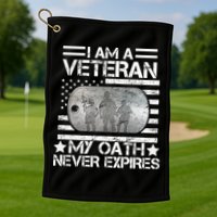 I Am A Veteran My Oath Never Expires Dog Tag Golf Towel